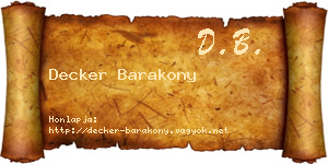 Decker Barakony névjegykártya
